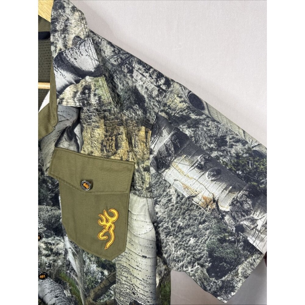 Browning RealTree Camo Hunting Button Shirt M Mesh Lined Embroidered Buck Logo - Picture 2 of 7